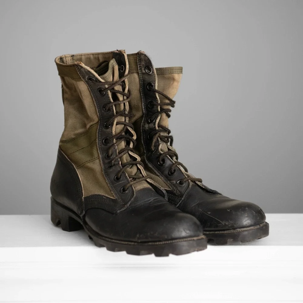 Vintage 1960s Army Vietnam Era Jungle Boots Spike Protective Mens 8.5